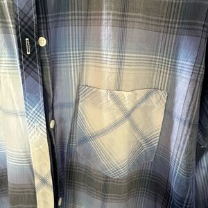 NWOT blue and white light weight button up shirt